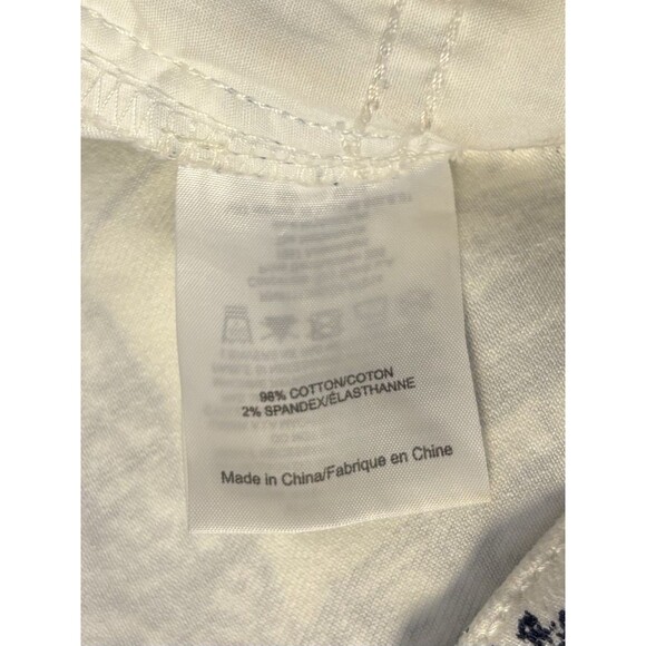 TORY BURCH Coastal Print Cropped Jeans Women 27 White Blue Mid Rise Slim - Picture 5 of 13